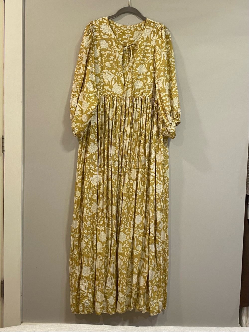 Mustard Floral Boho Maxi Dress XL